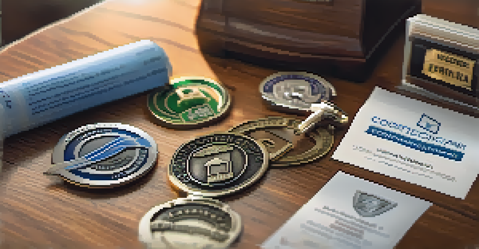 A close-up of home security certifications, including UL, ANSI, and ISO logos, arranged on a wooden table with soft natural light.