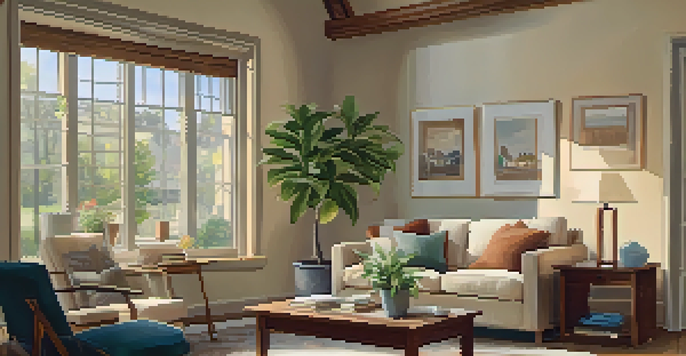 A couple and a real estate agent sitting at a table in a cozy living room, reviewing home closing documents.