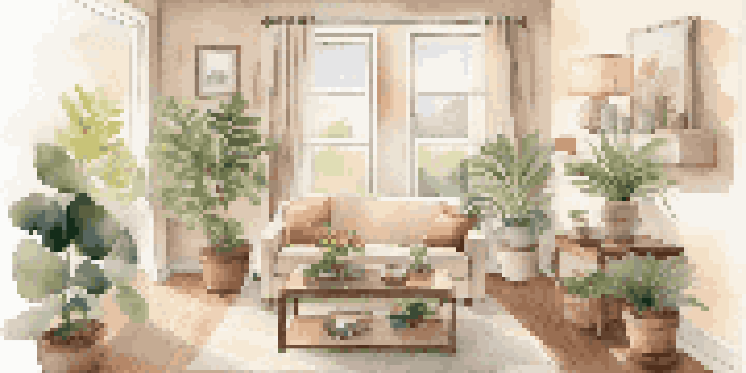A cozy living room with a couch, coffee table, and home warranty document, illuminated by sunlight from a large window.