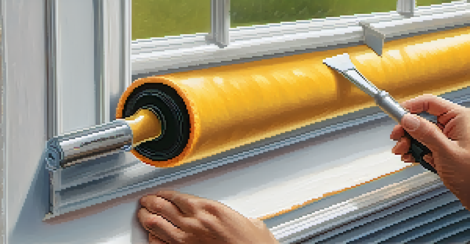 A close-up of hands sealing a window with caulk, demonstrating pest-proofing efforts with tools visible.