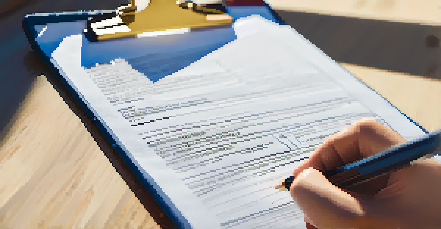 A clipboard with inspection notes and a pen, with a blurred house in the background.