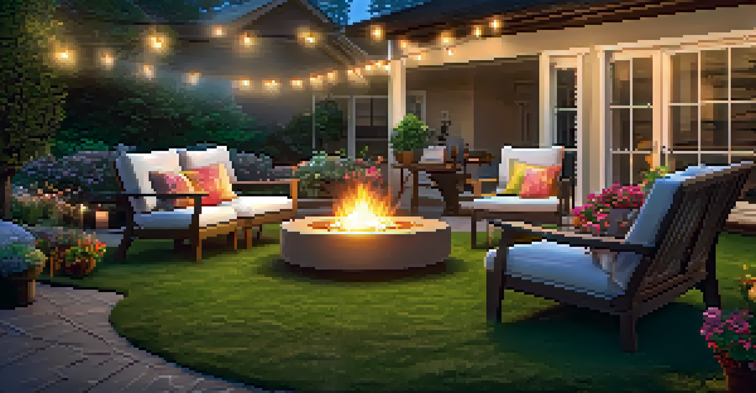 A cozy outdoor meeting space for investor relations with comfortable seating and greenery.