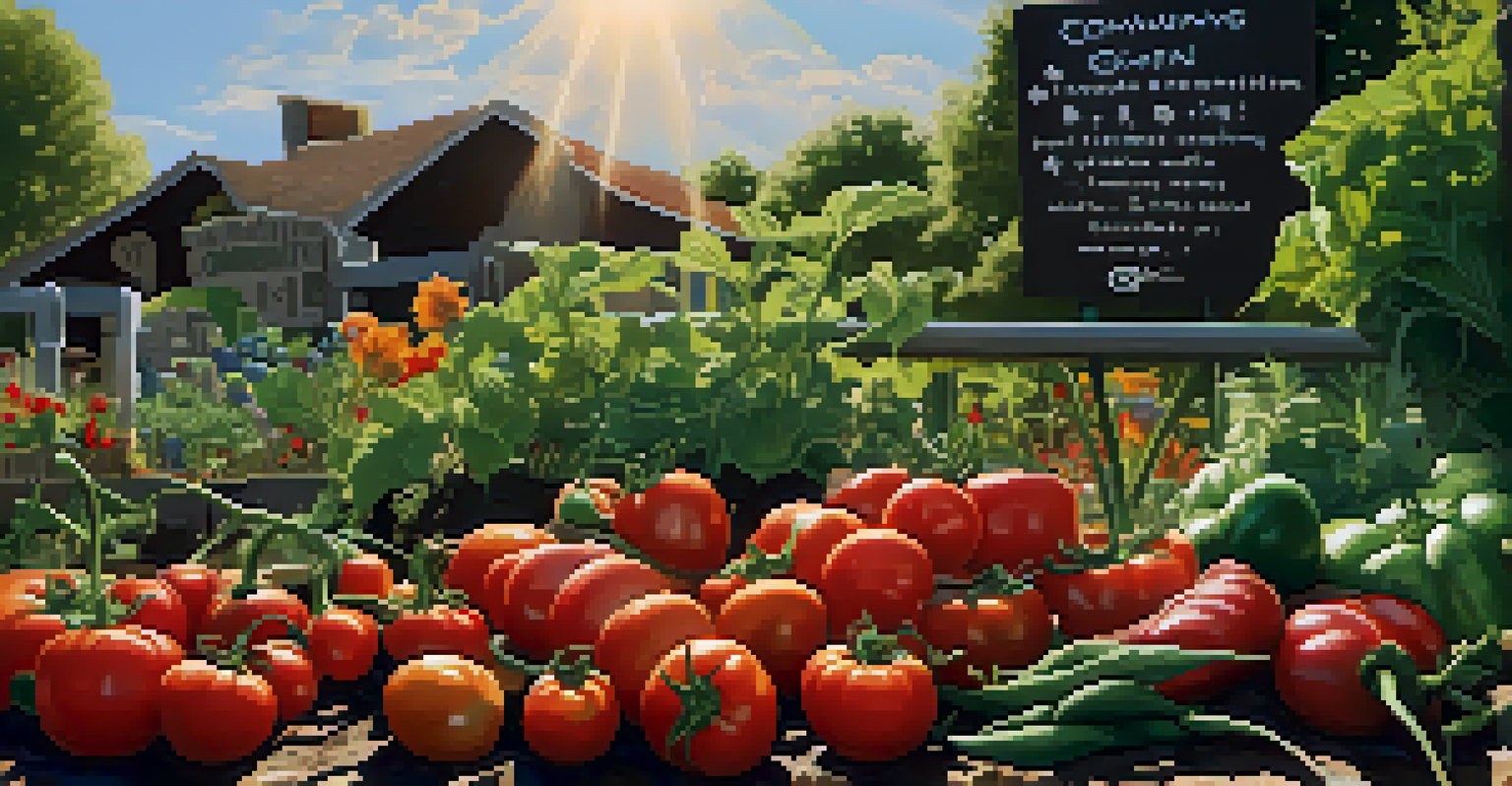A close-up view of a garden bed filled with vibrant vegetables and herbs in a community garden.