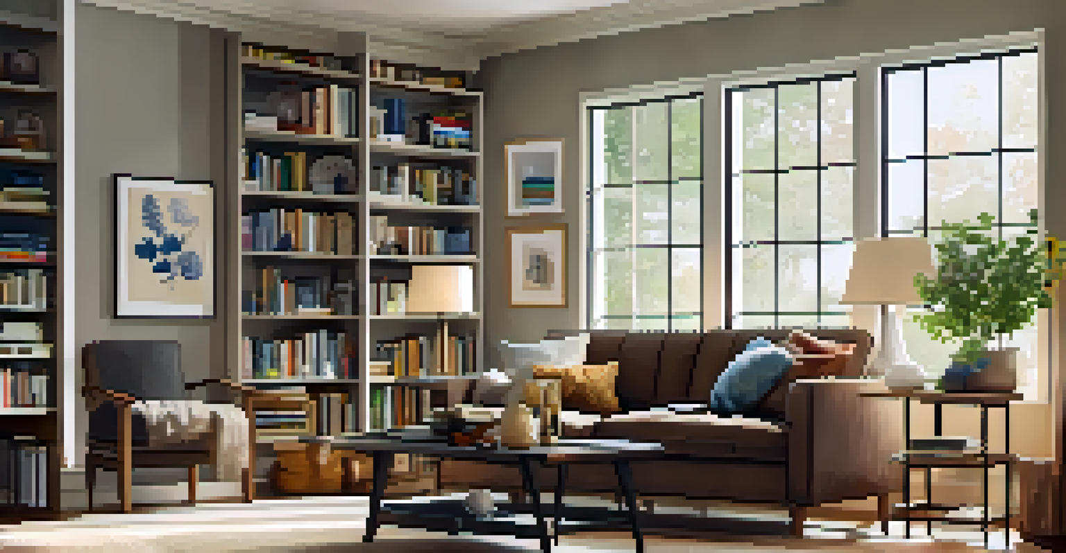 A bright and tidy living room with sunlight pouring in, showcasing a cozy atmosphere.