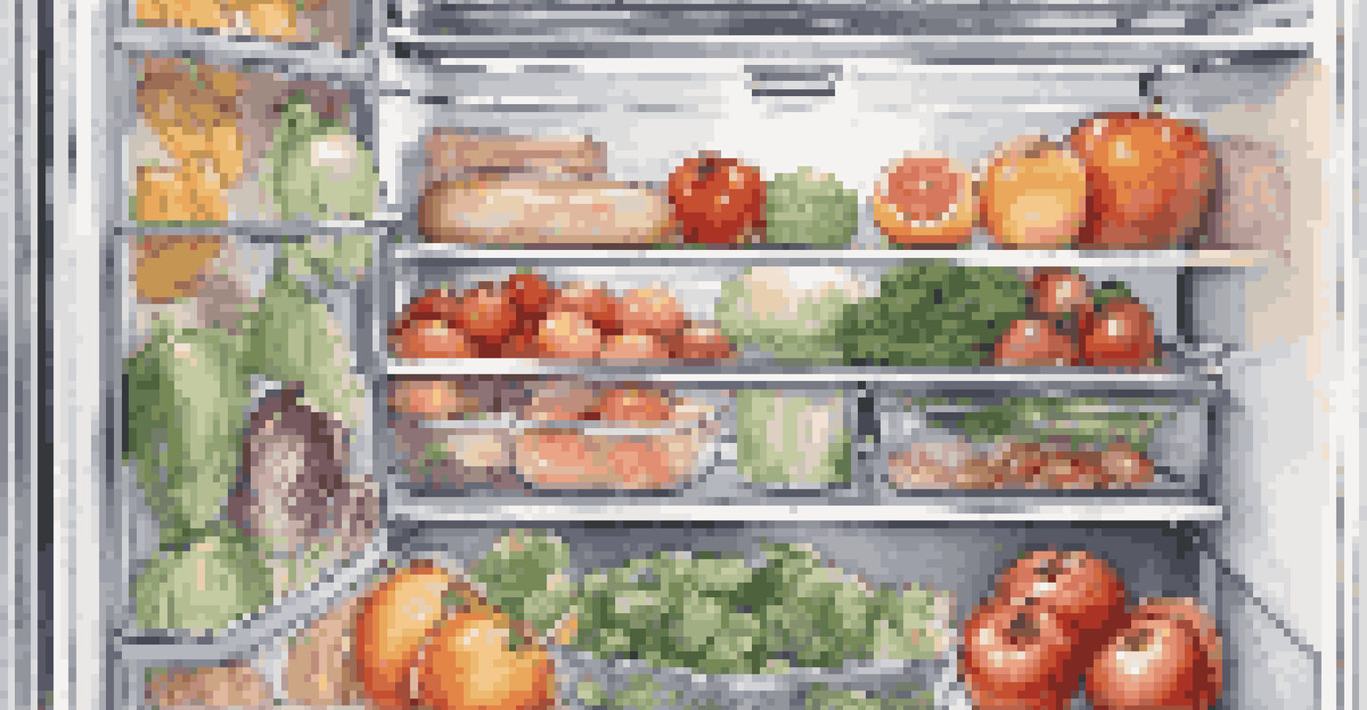A clean refrigerator interior with organized food items and visible clean coils.