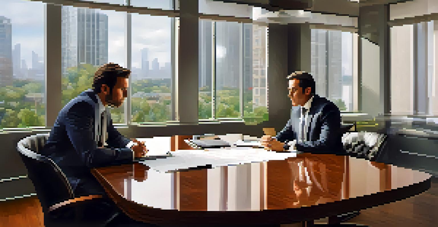 A real estate agent and an investor discussing a closing disclosure document at a conference table, with focused expressions.