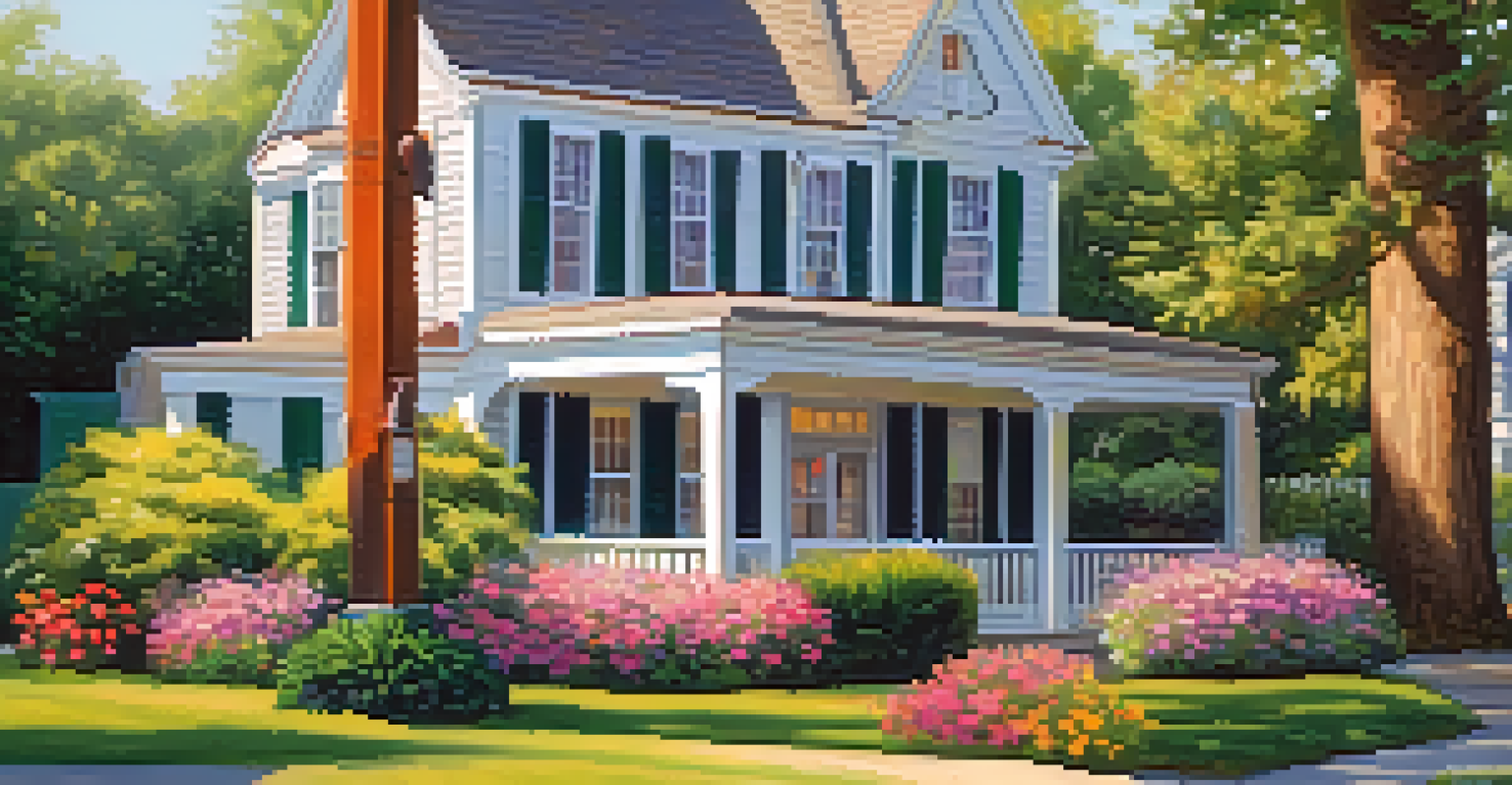 Close-up of a 'For Sale' sign in front of a charming home with a garden.