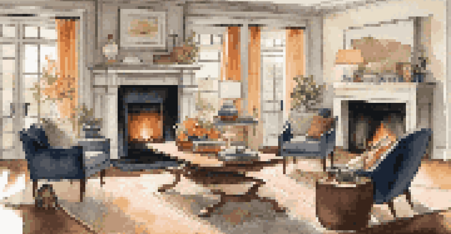 A family sitting in a renovated living room with heirloom furniture and modern decor, brightened by sunlight.