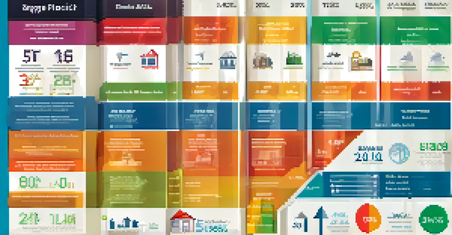 A colorful infographic displaying key real estate statistics and market trends, designed for clarity and visual appeal.