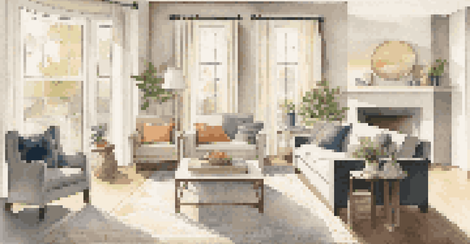 A beautifully renovated living room filled with natural light, featuring stylish furniture and a happy family enjoying the space.