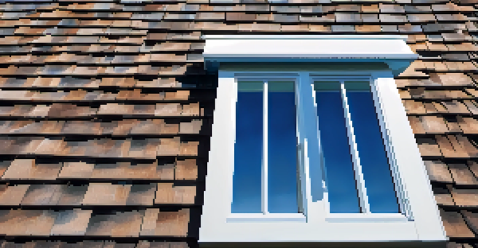 Close-up view of a well-maintained roof with shingles against a clear blue sky.