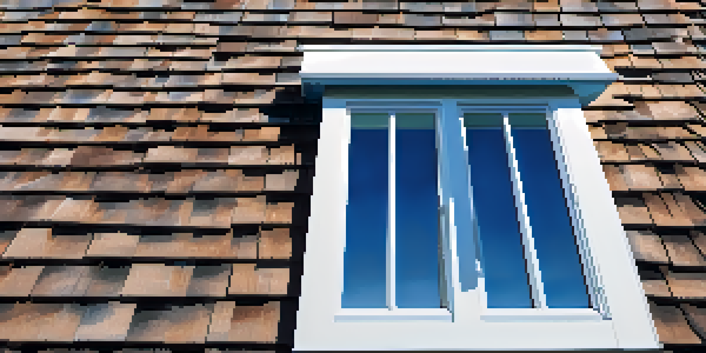 Close-up view of a well-maintained roof with shingles against a clear blue sky.