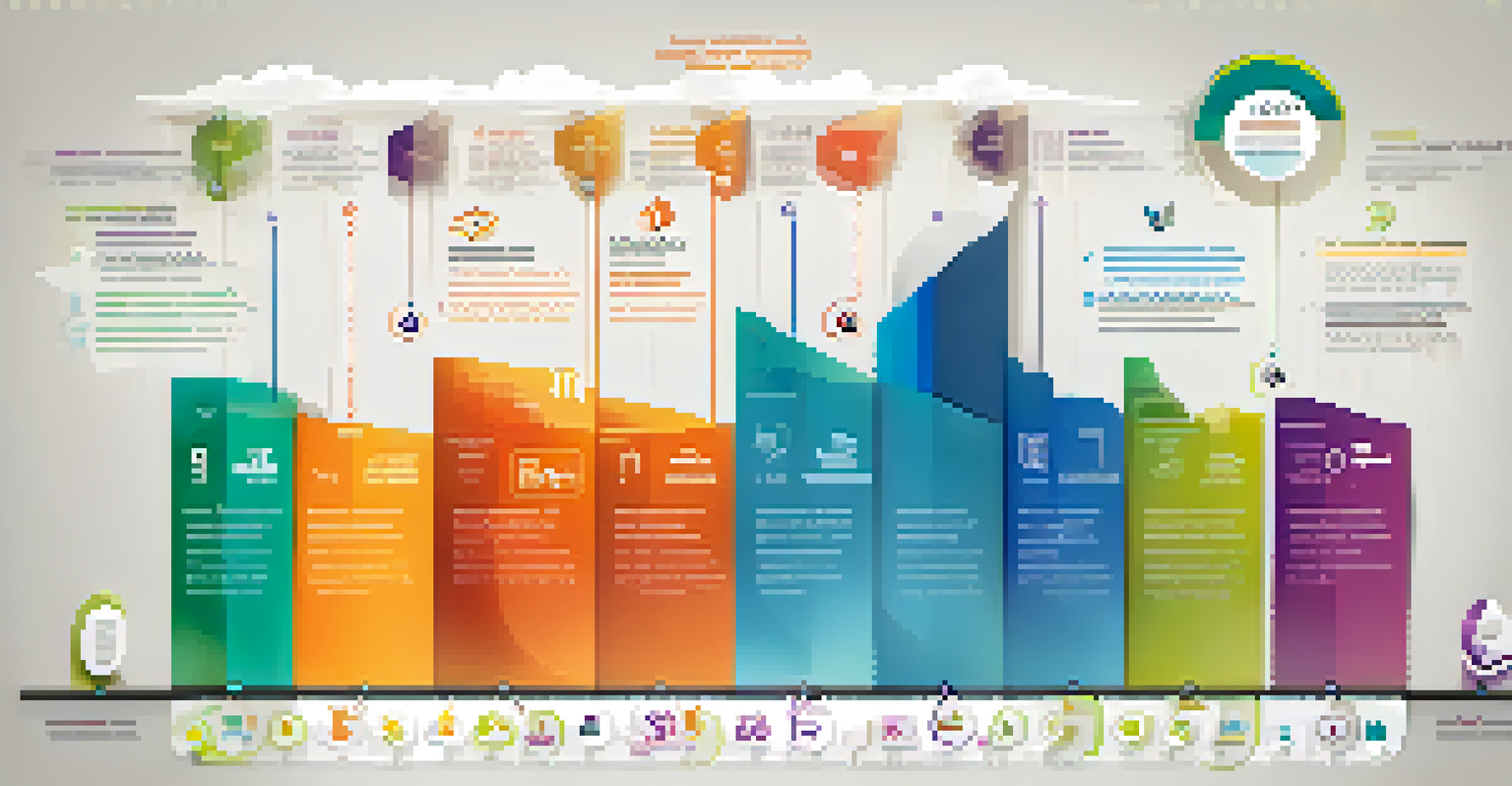 An infographic illustrating the journey of historical sales data analysis with a timeline and colorful icons.