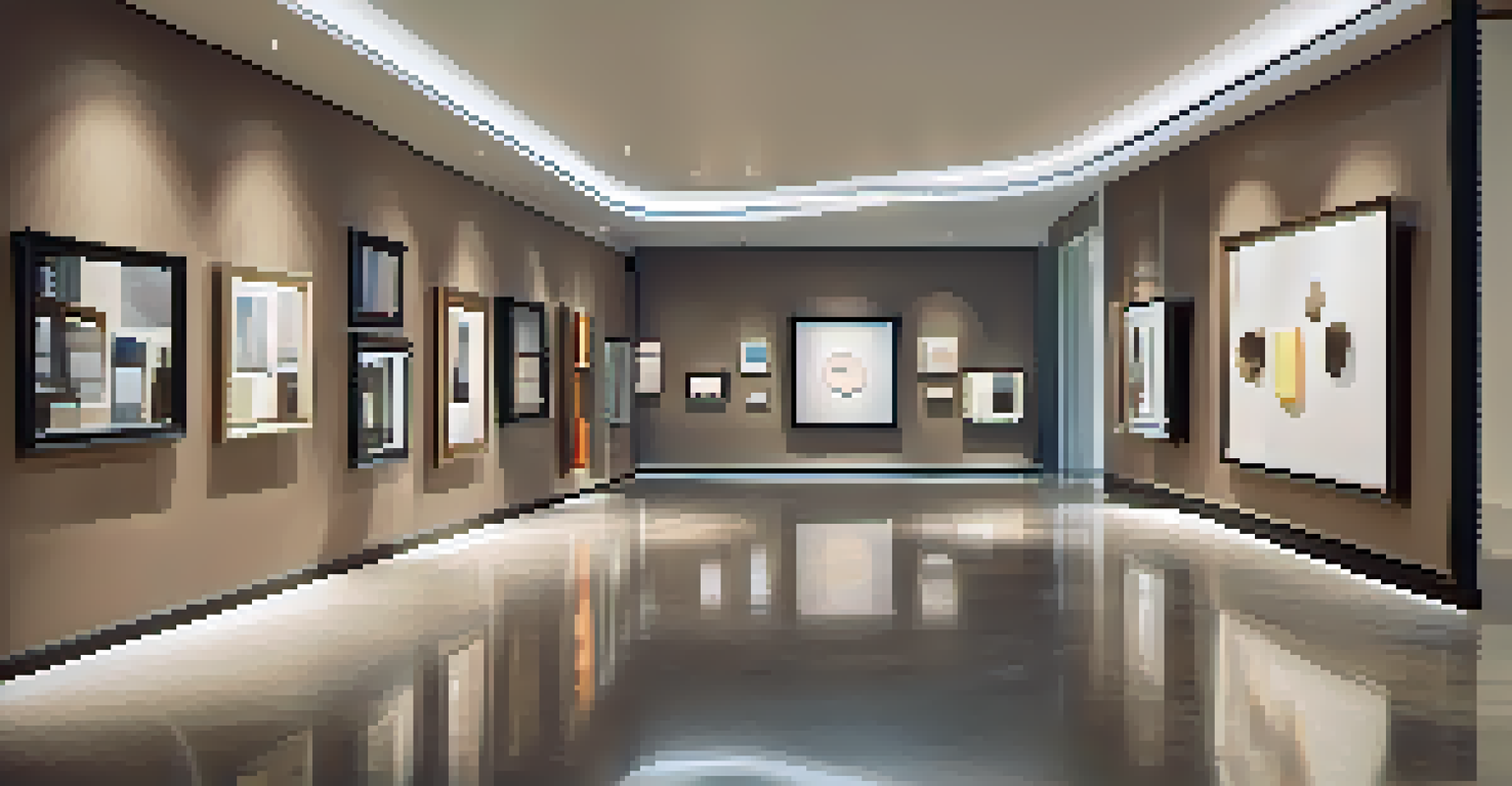A spacious entryway featuring a gallery of mirrors in different sizes, reflecting light and creating depth.