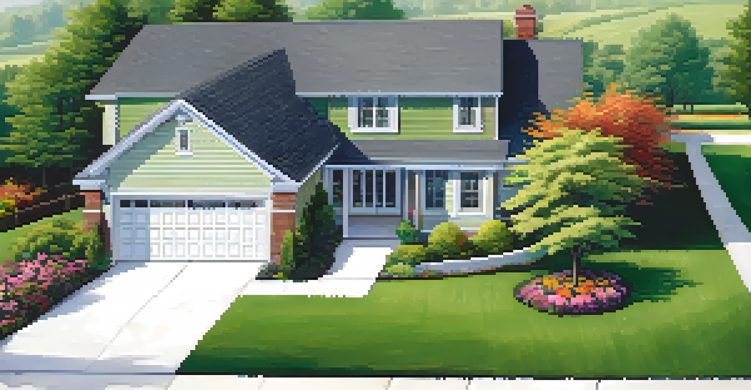 An aerial view of a house with proper drainage and a well-maintained yard, showing gutters directing water away.