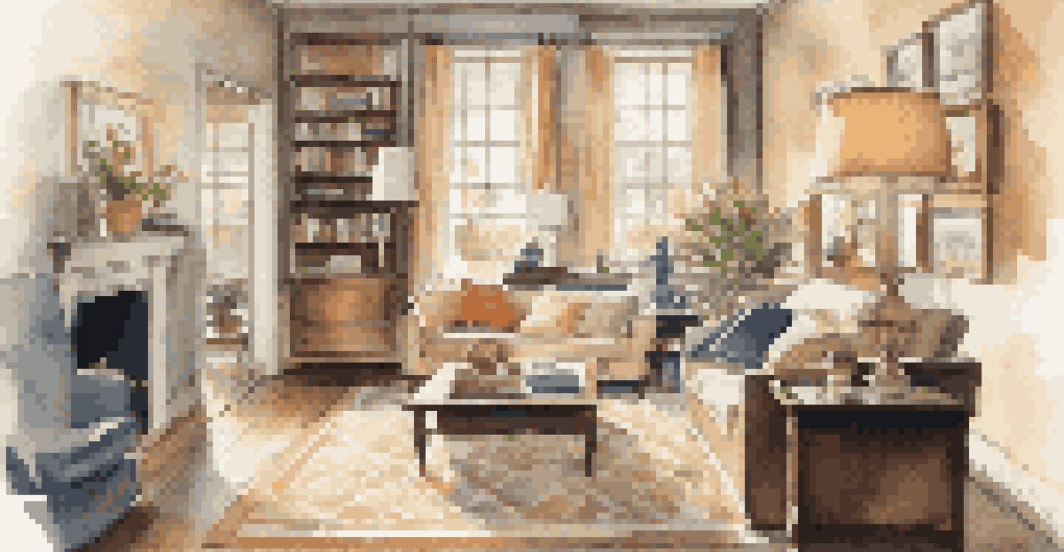 A property inspector examining the electrical panel in a brightly lit living room filled with furniture and decorations.