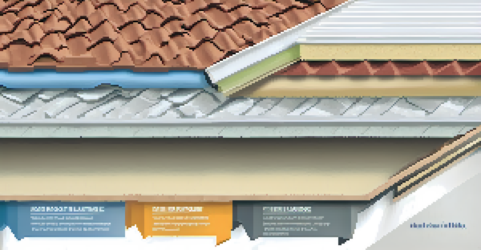An infographic showing various types of roof insulation materials with labels and benefits, designed for educational purposes.