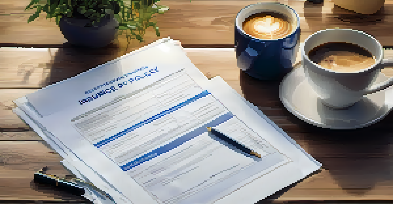 A close-up of a house insurance policy document on a wooden table with a pen.