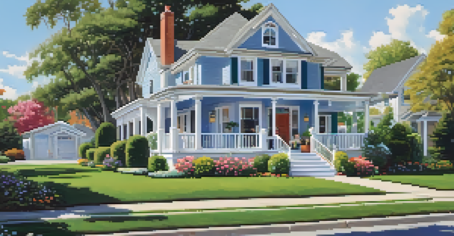 A picturesque suburban house with a manicured lawn and children playing outside.