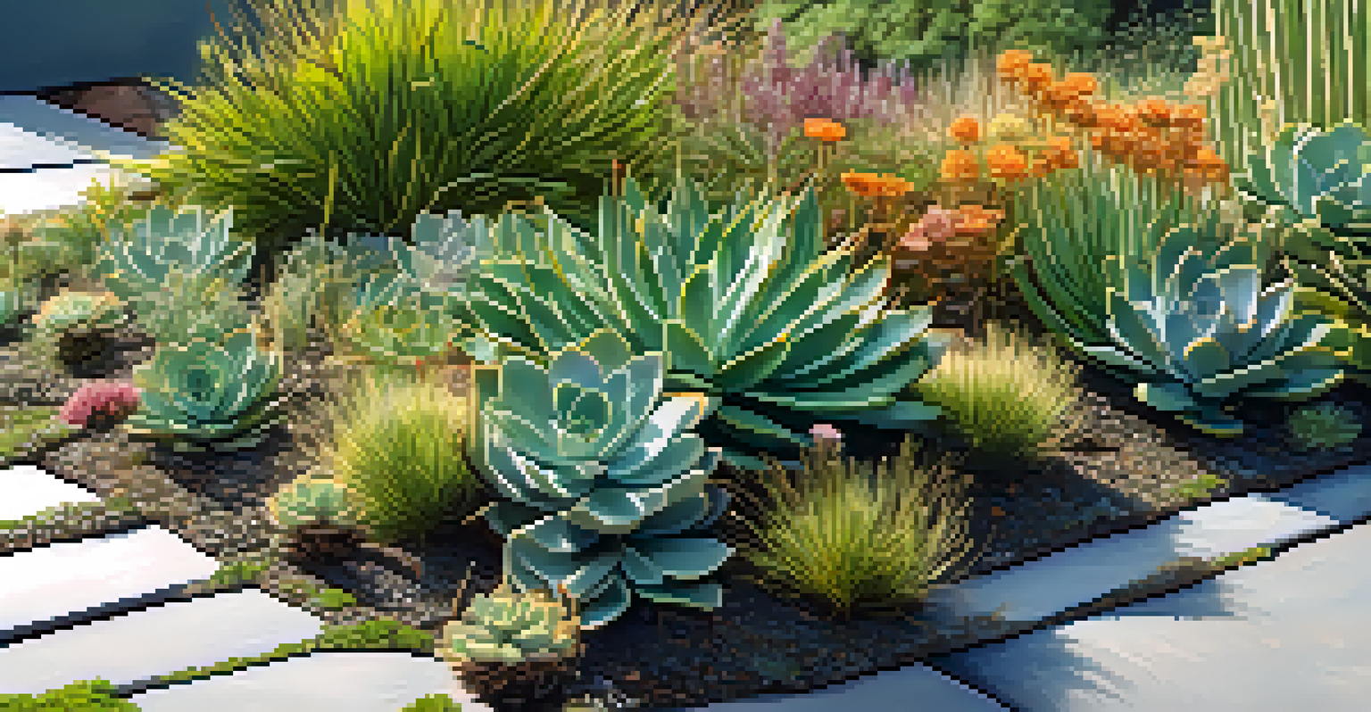 A close-up of a green roof featuring diverse native plants and butterflies, showcasing vibrant textures and colors.