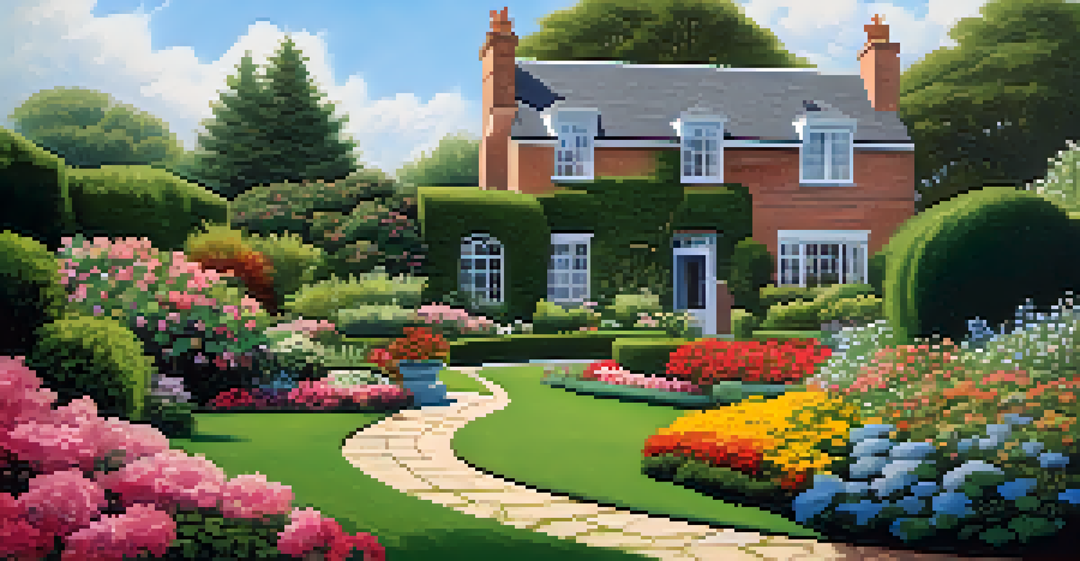 A homeowner inspecting a vibrant garden, showcasing the beauty of regular maintenance.