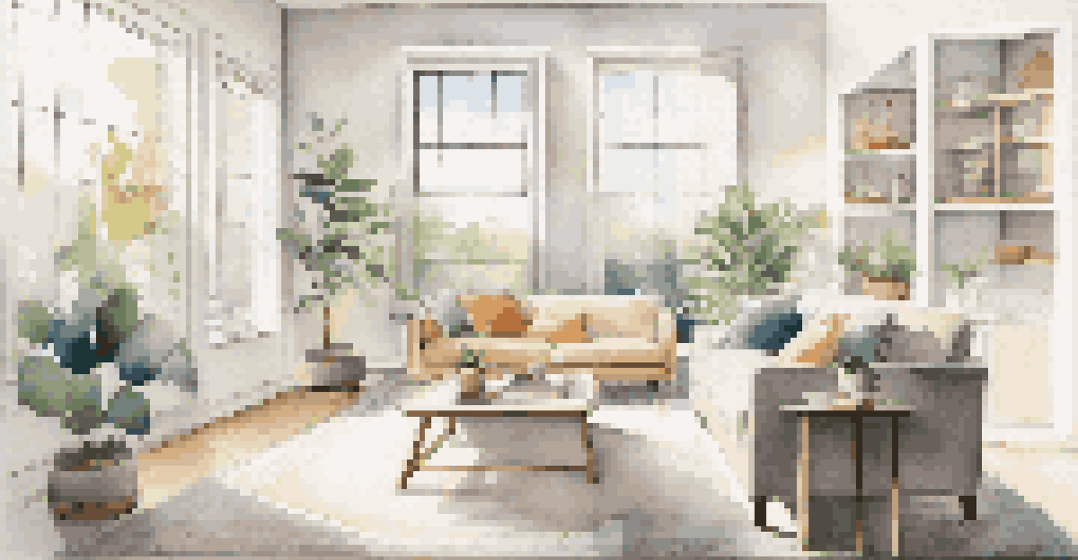 A well-lit living room with natural light, showcasing a clean and organized space for a virtual home inspection.
