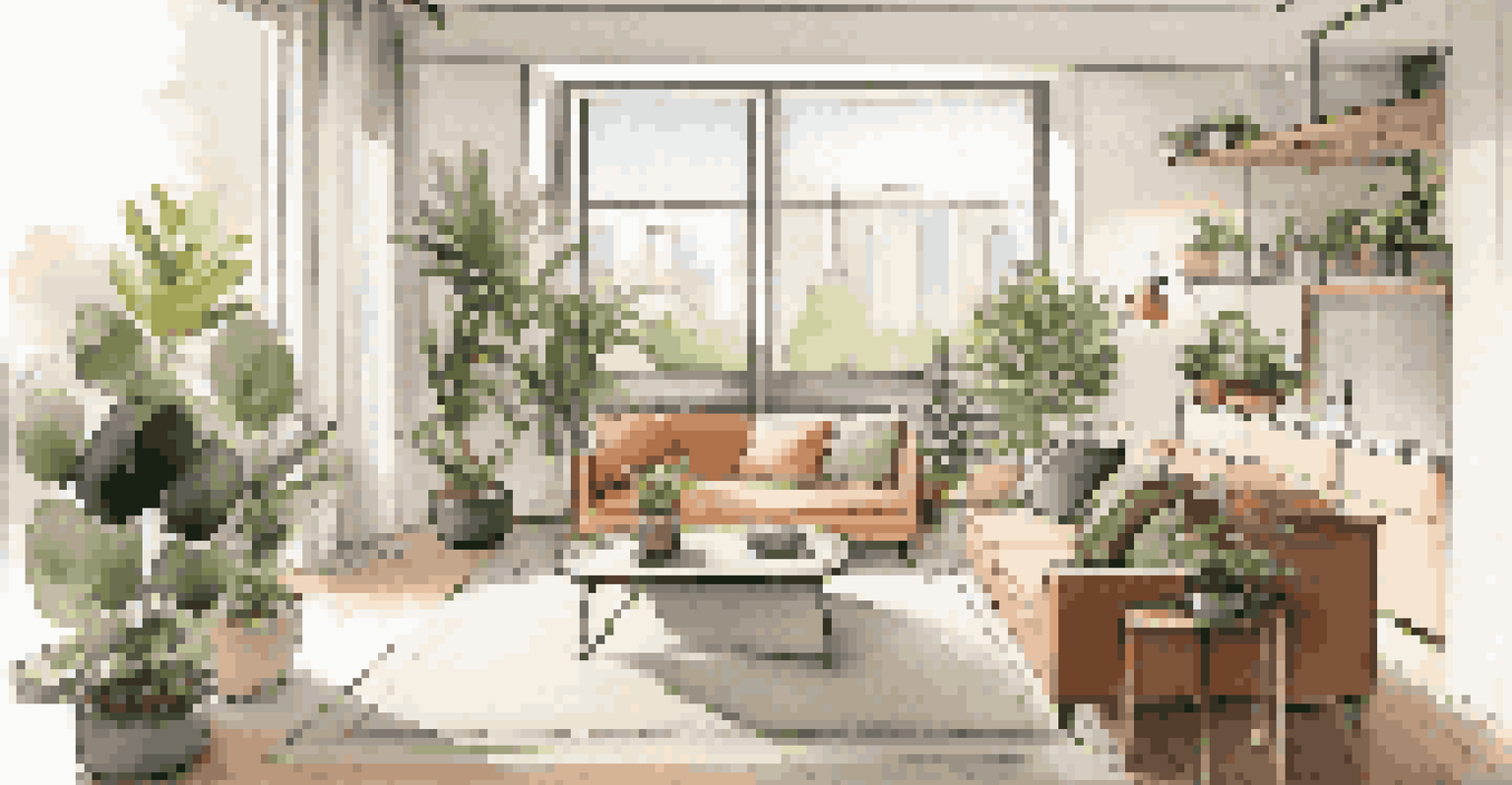 Interior view of a modern apartment with stylish furnishings and bright natural light.