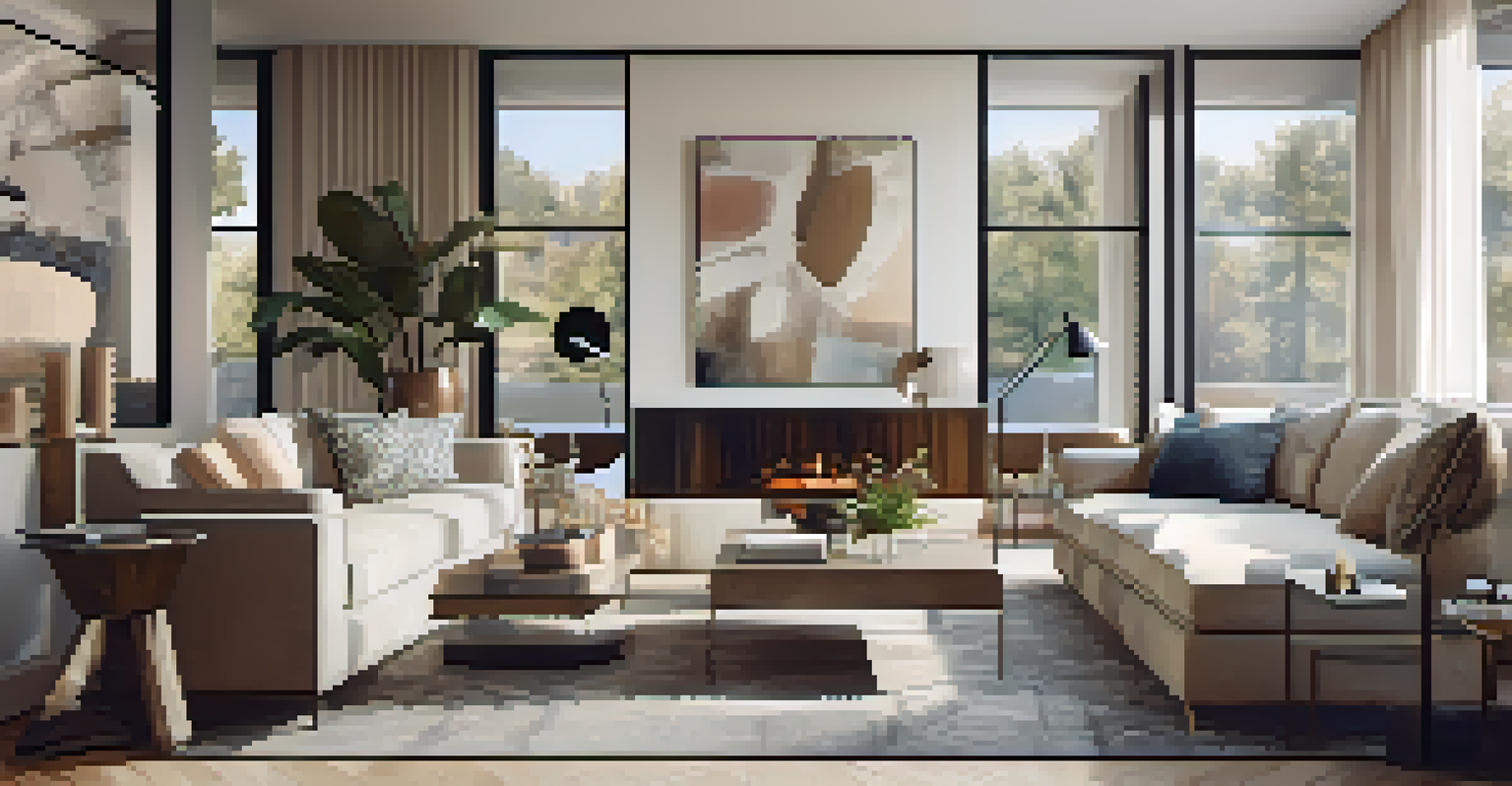 A modern living room with elegant furnishings and abundant natural light.