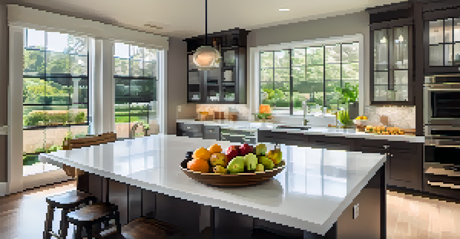 A stylish modern kitchen designed for open house viewings, showcasing a bright and inviting space.