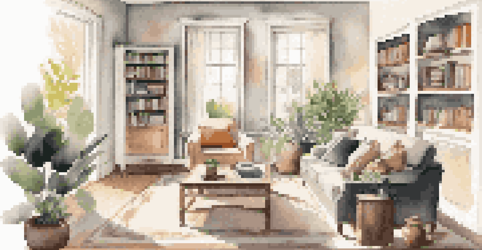 A bright and cozy living room in a rental property, featuring stylish furniture, large windows, and a welcoming ambiance.