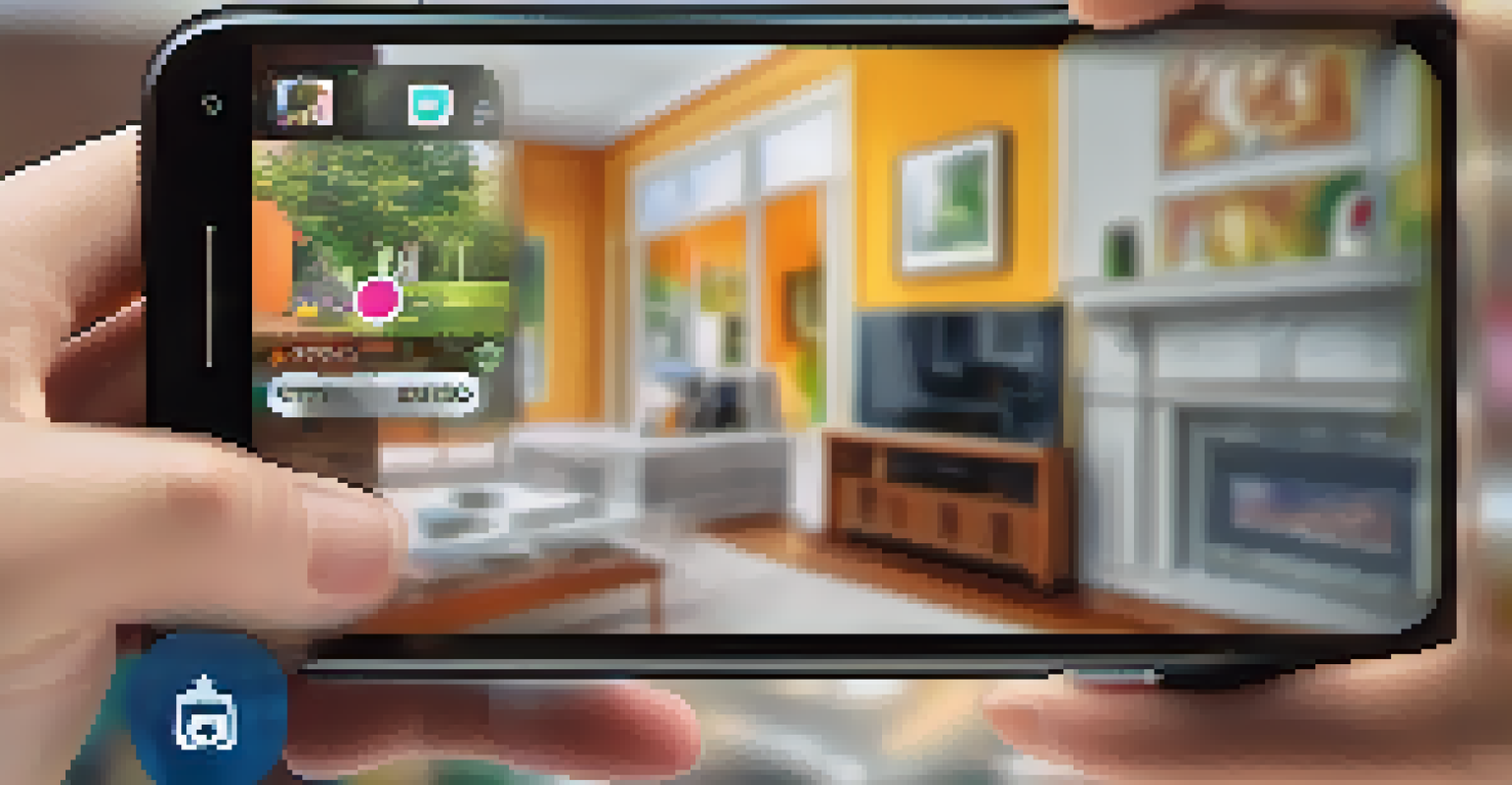 A smartphone showing a smart surveillance app with a live video feed.