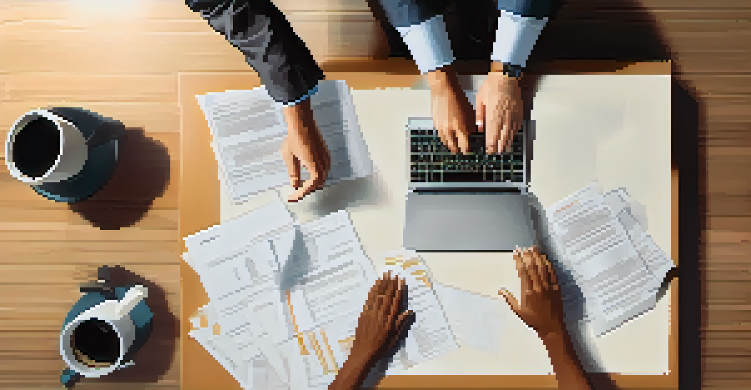 A home buyer and seller shaking hands at a closing table with paperwork and a laptop, symbolizing agreement.