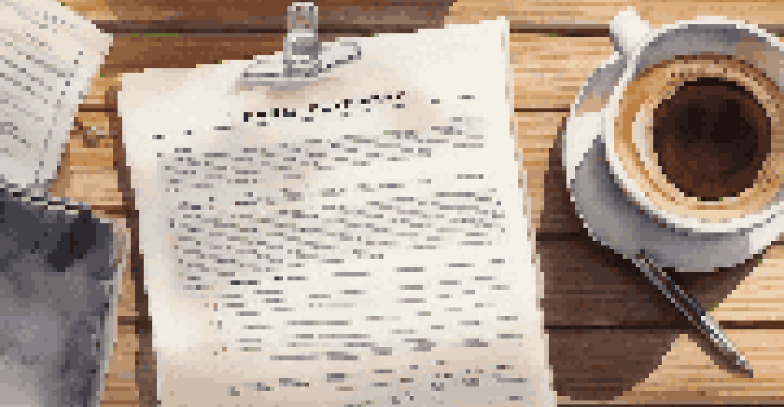 A close-up of a lease agreement document with a pen and coffee cup on a wooden table, illuminated by natural light.
