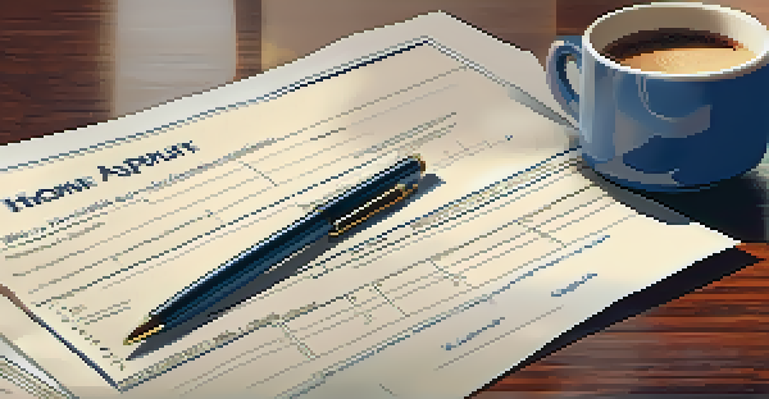 Close-up of a home appraisal document on a wooden table with a calculator and coffee.