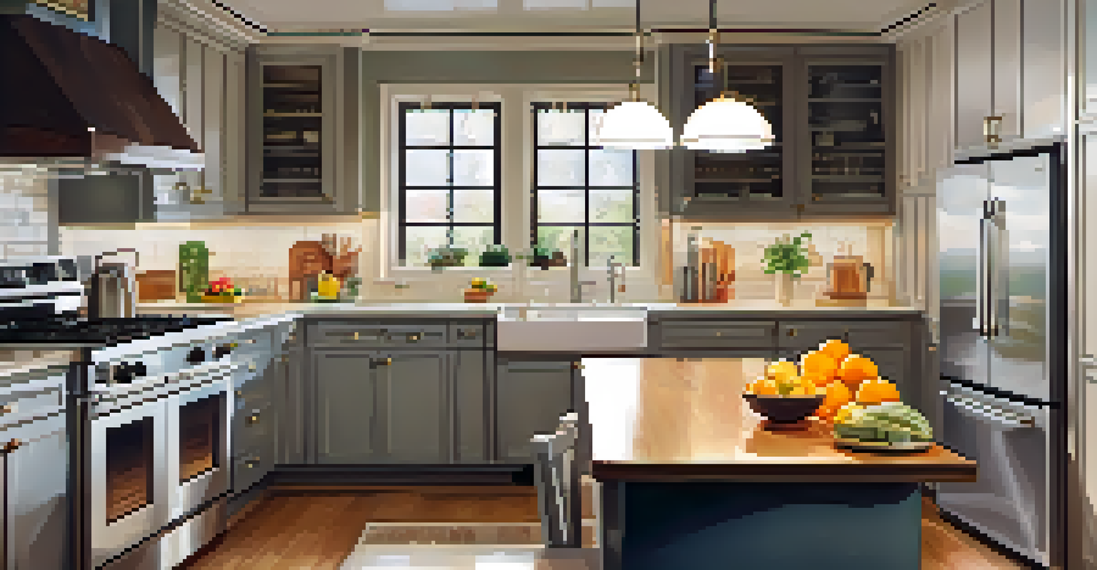 A bright and modern kitchen with appliances and organized countertops, highlighting home maintenance.