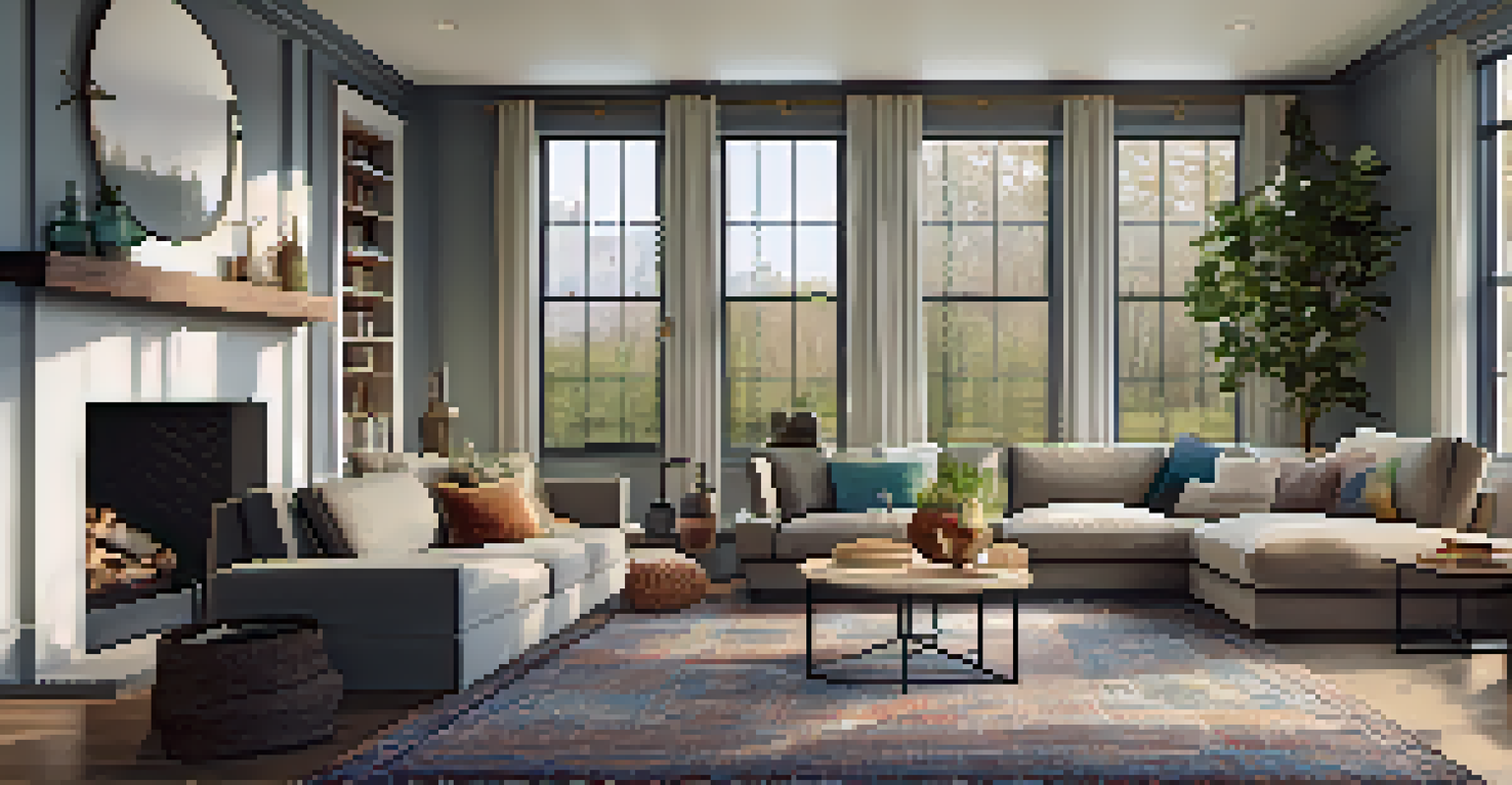 A cozy living room with improved insulation, comfortable sofas, and large energy-efficient windows.
