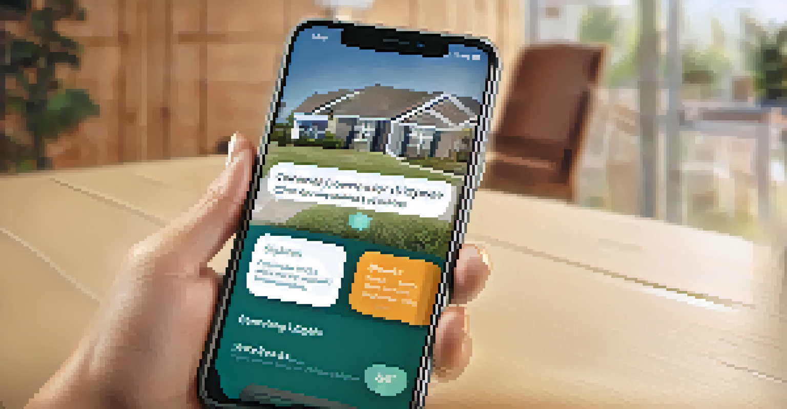 A smartphone showing an HOA management app with community notifications in a cozy living room.