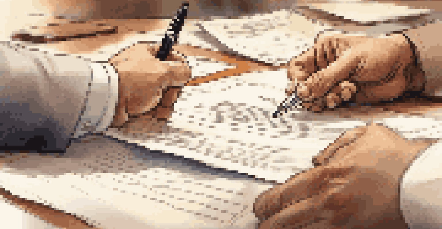 Two hands shaking over a contract document with a pen beside it, set in a softly lit office environment.