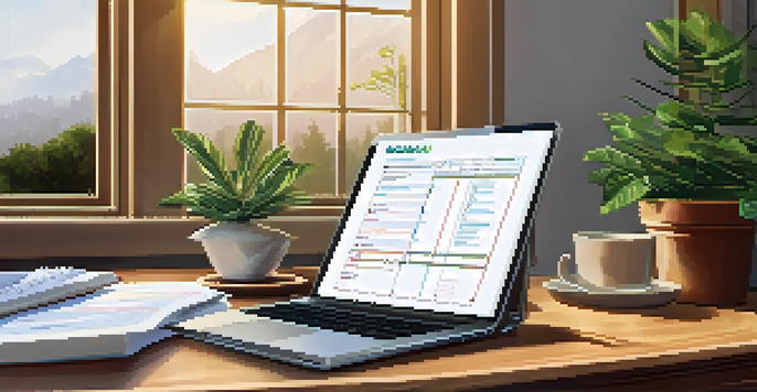 A tidy desk with a checklist for mortgage documents, a laptop showing financial graphs, and soft natural light illuminating the scene.