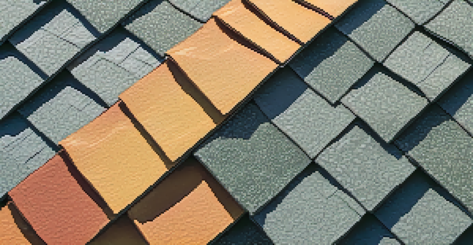 Close-up of energy-efficient asphalt shingles with reflective coatings, showing texture and color variations under sunlight.