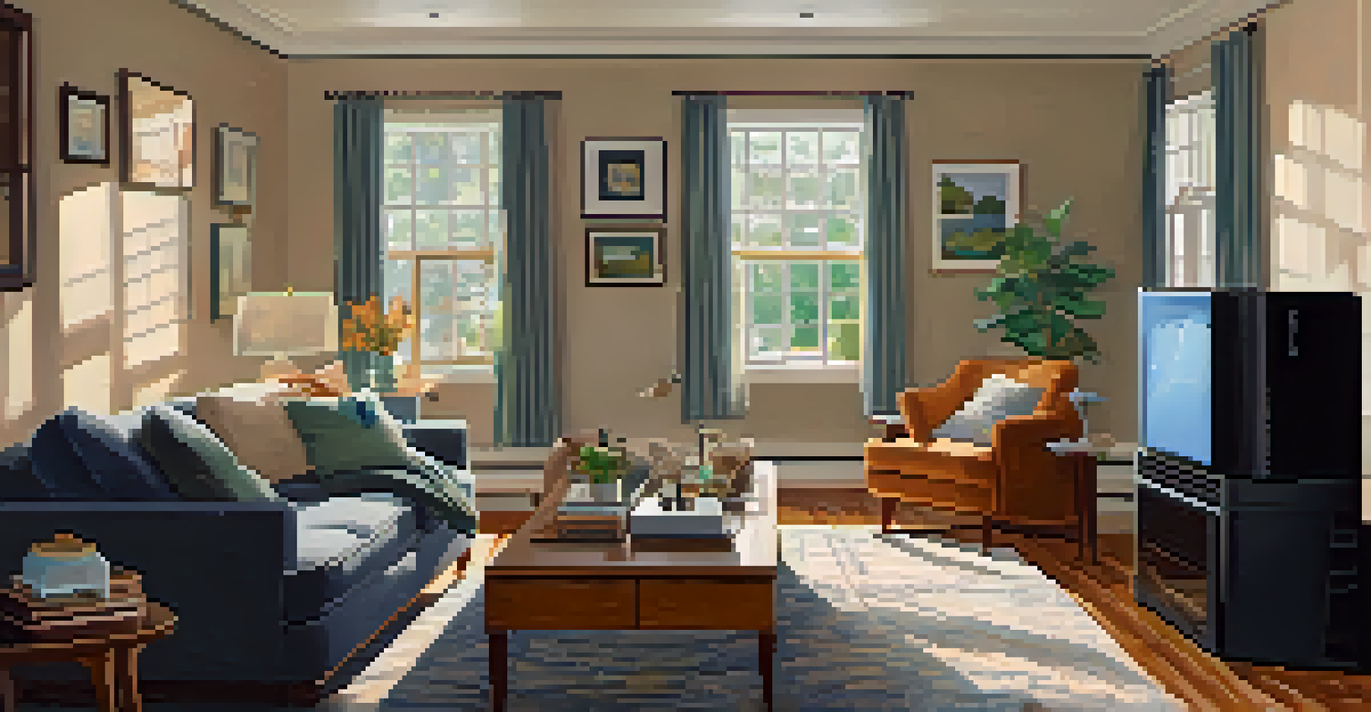 A family member changing an HVAC filter in a cozy living room.