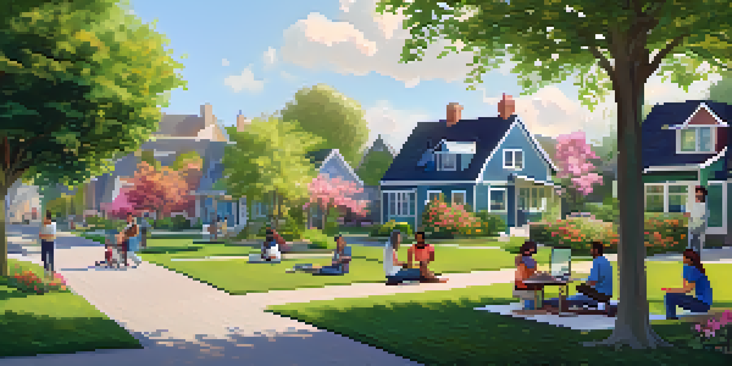 A diverse group of remote workers in a suburban park, using laptops and enjoying the sunny outdoors.