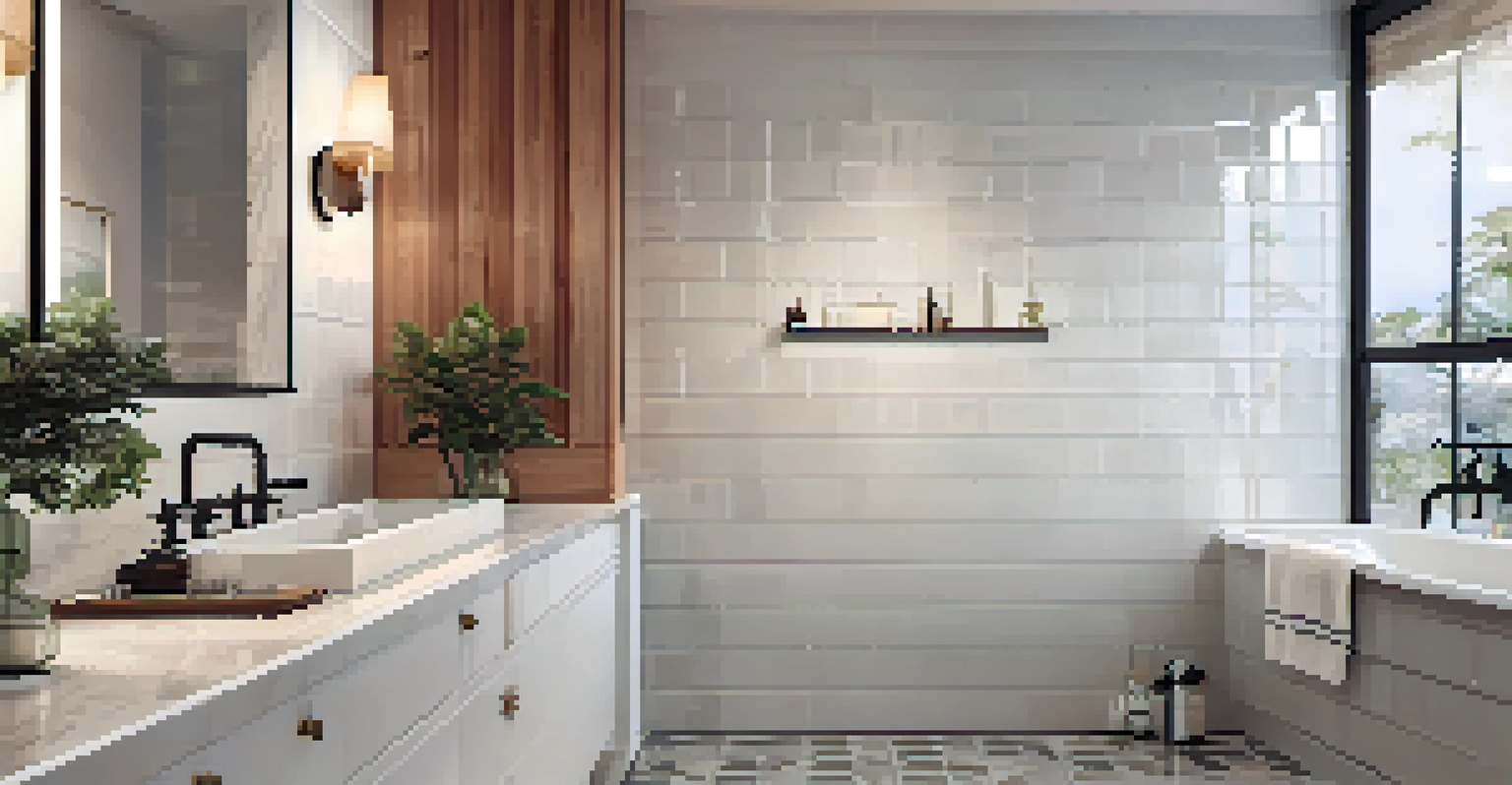 A tranquil bathroom with fresh tiles, new faucets, soft lighting, and a stylish mirror, creating a spa-like atmosphere.