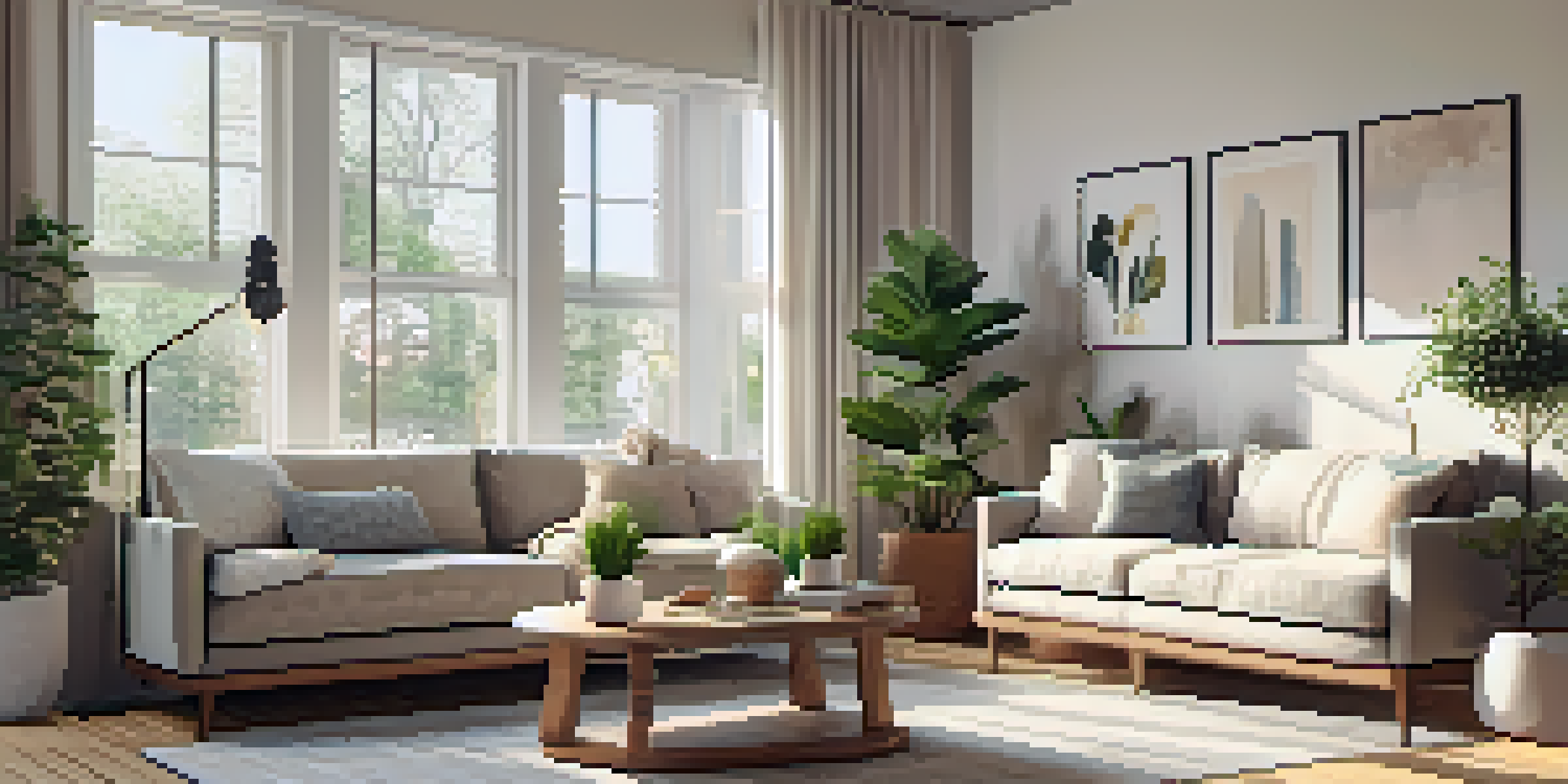 A bright and inviting living room with natural light, soft colors, and cozy furniture, symbolizing emotional readiness for homeownership.