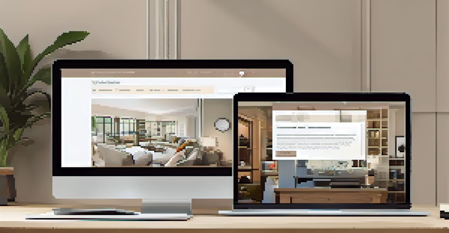 A laptop showing a well-designed real estate website with property images and user-friendly navigation.