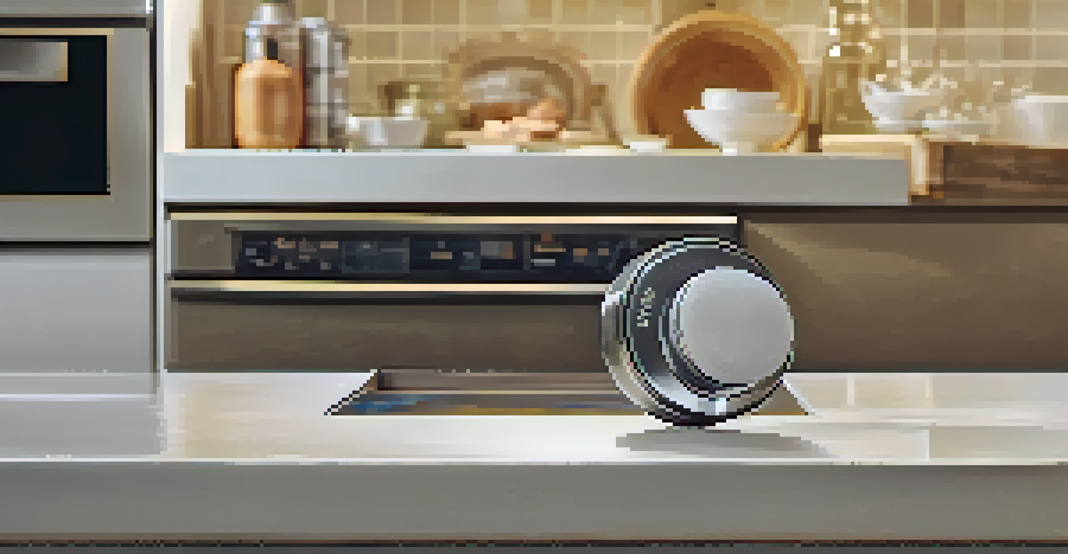 A close-up of a dimmer switch being adjusted in a kitchen, showing the warm light transitioning from bright to soft, with elegant lighting fixtures.