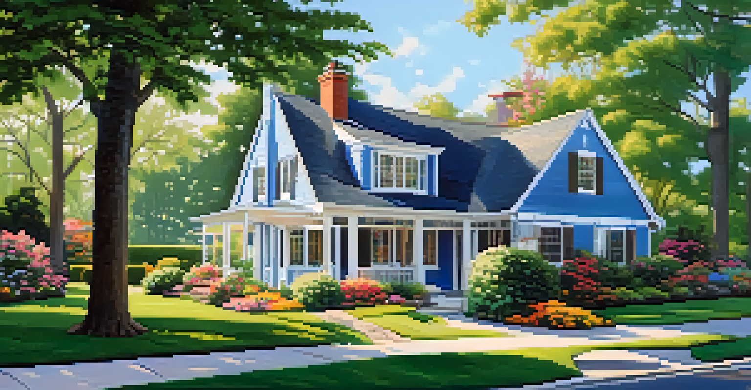 A house with a beautiful garden and fresh paint, showcasing excellent curb appeal.