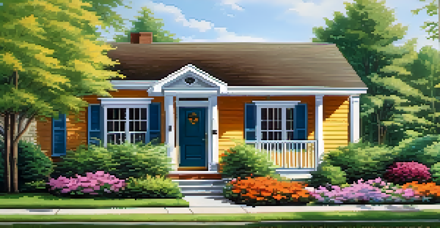 A vibrant front yard with colorful flowers and a freshly painted front door, showcasing excellent curb appeal.