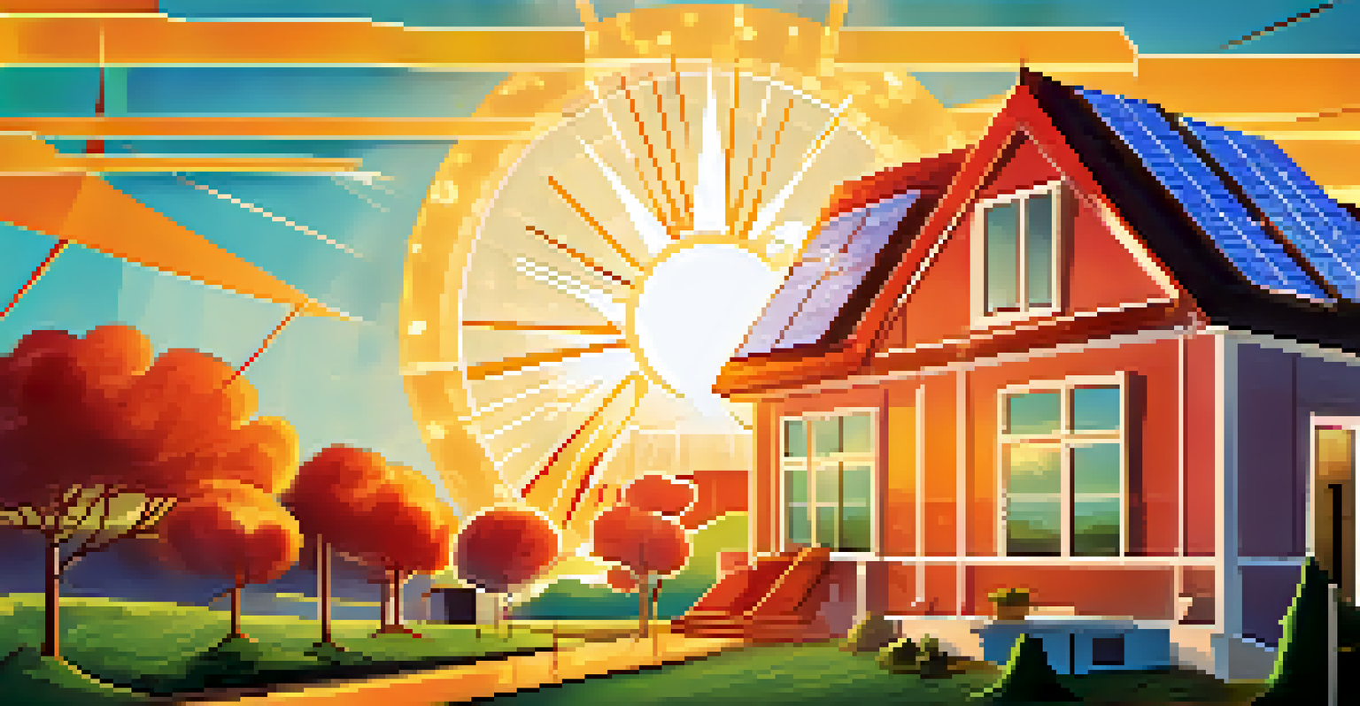An infographic illustrating the photovoltaic effect with solar panels and a home.