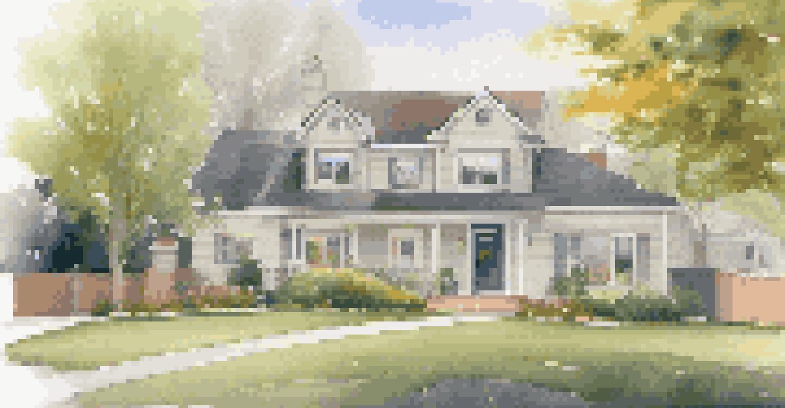 A suburban home with smart security features, including a smart doorbell and outdoor lights, showcasing a family inside.
